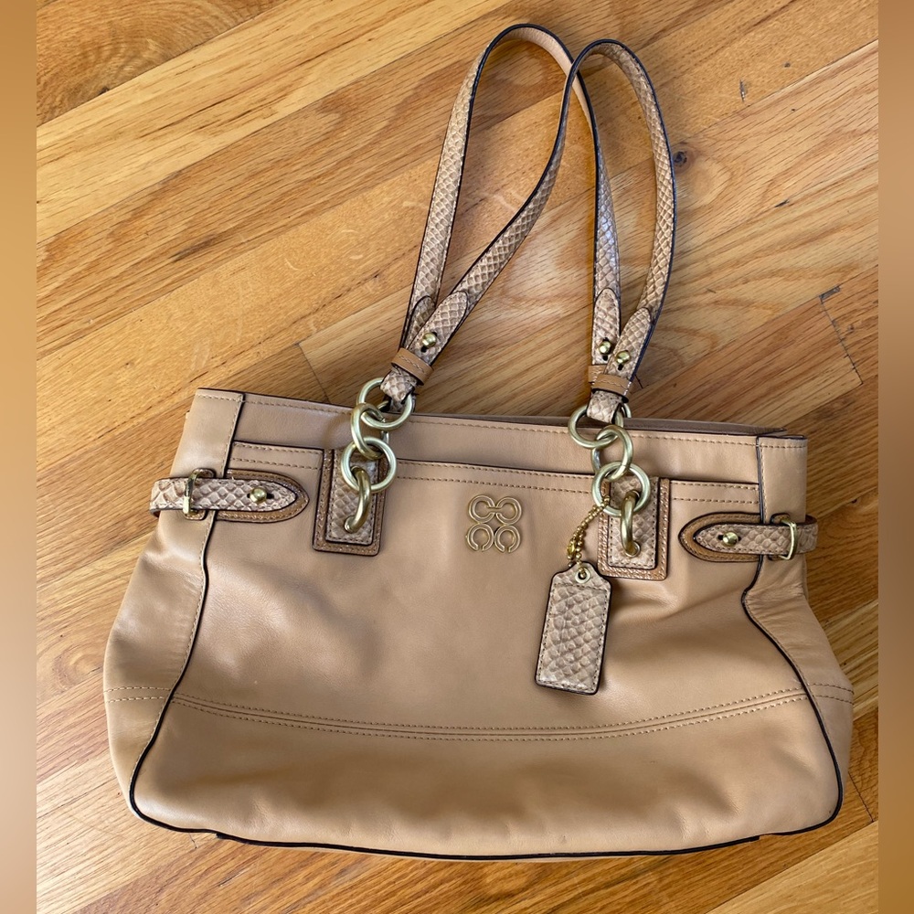 Coach Colette Shoulder Bag Leather w/Snakeskin embossed